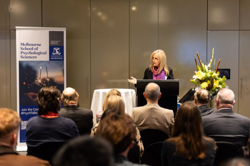 Professor Sarah Wilson addresses the audience at the MSPS Awards 2024.